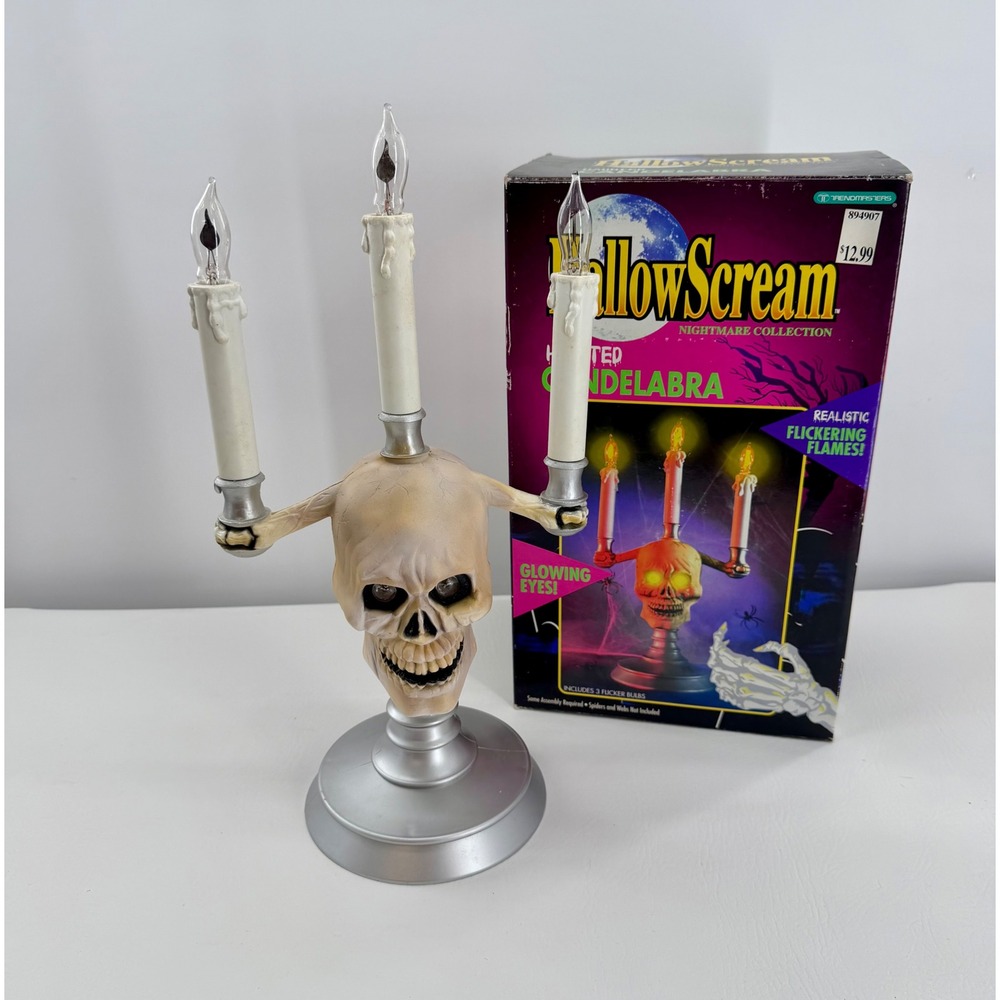 Trendmasters Haunted Candelabra HallowScream 1994 Skull Silver 15" Halloween